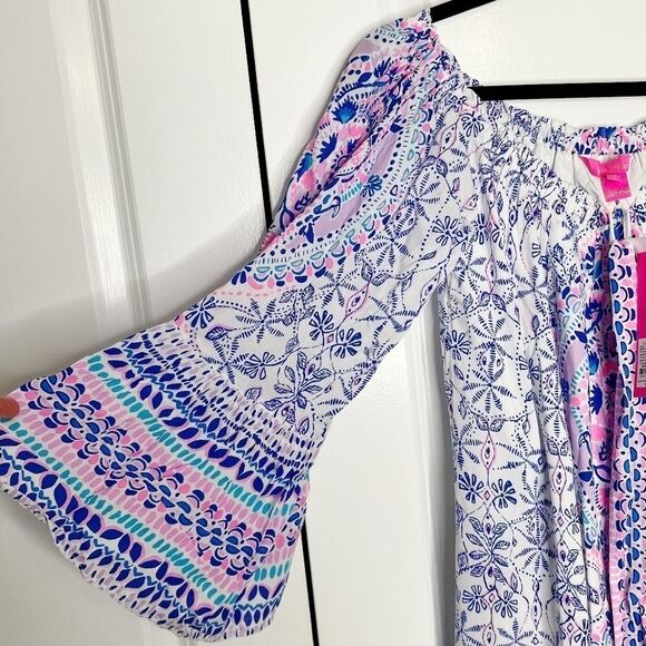 NEW Lilly Pulitzer ABIGALE OFF THE SHOULDER MIDI DRESS White Time To Shine SZ M - Picture 9 of 14